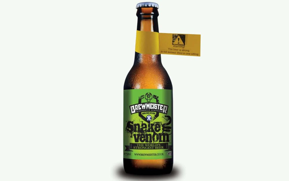 Garrafa da Brewmeister Snake Venom, cerveja com o segundo maior teor alcoólico